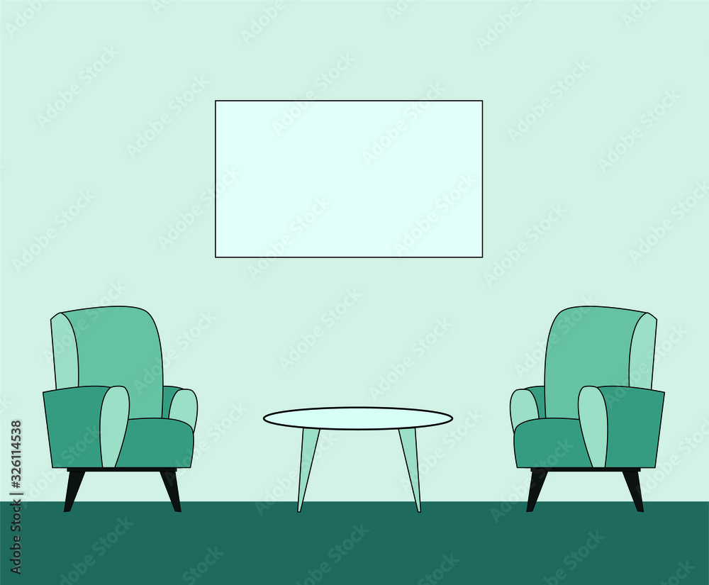 Vector illustration, interior, chair in the room. Vector illustration, interior, chair in the room.
