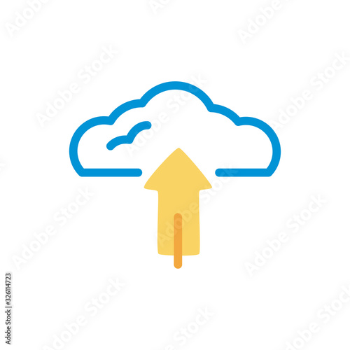 cloud computing with arrow upload lineal color style