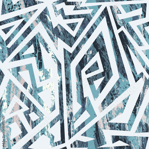Blue color tribal grunge pattern
