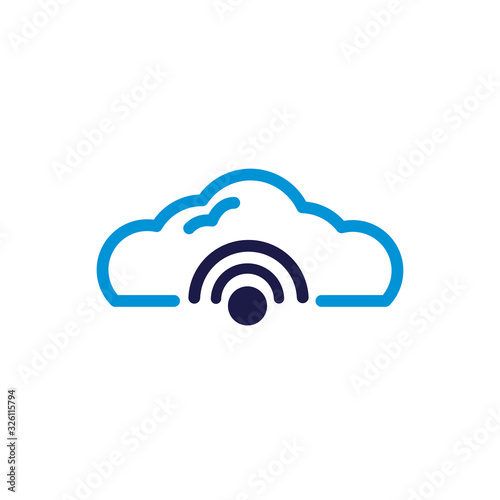 cloud computing with wifi signal lineal color style