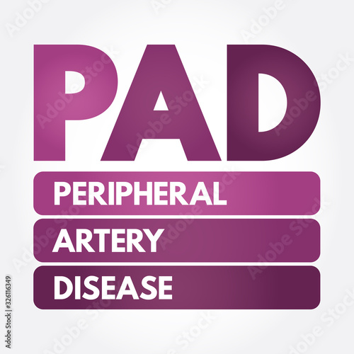 PAD - Peripheral Artery Disease acronym, health concept background