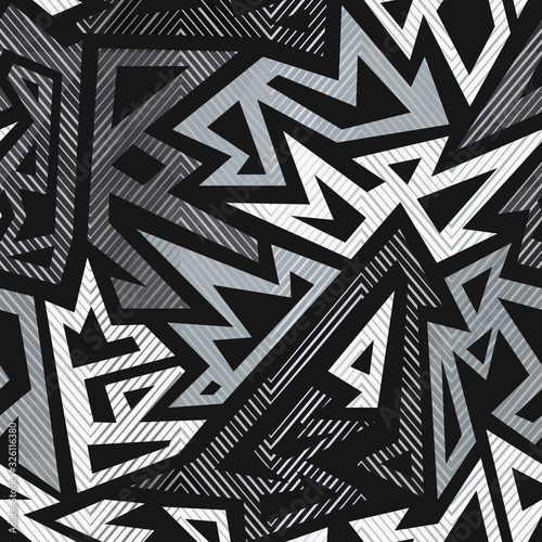 Monochrome tribal seamless pattern