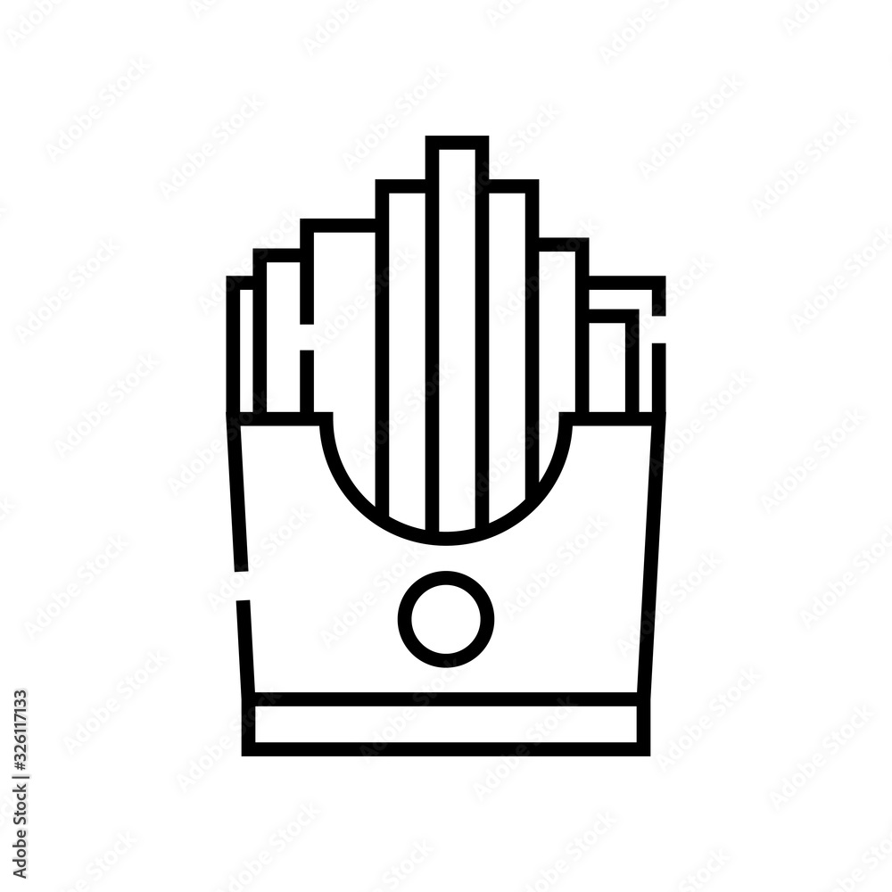 Fries line icon, concept sign, outline vector illustration, linear symbol. Fries line icon, concept sign, outline vector illustration, linear symbol.