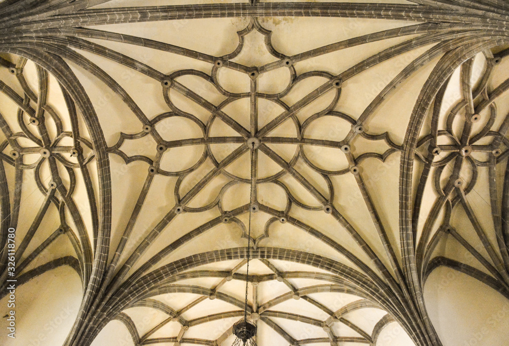 Gothic vault of The Candelaria church in Zafra,  Badajoz, Spain.