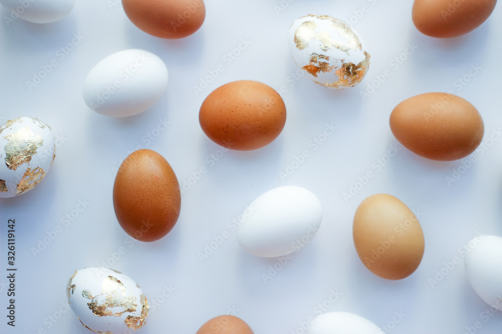 background of different eggs on a white background. background of different eggs on a white background.