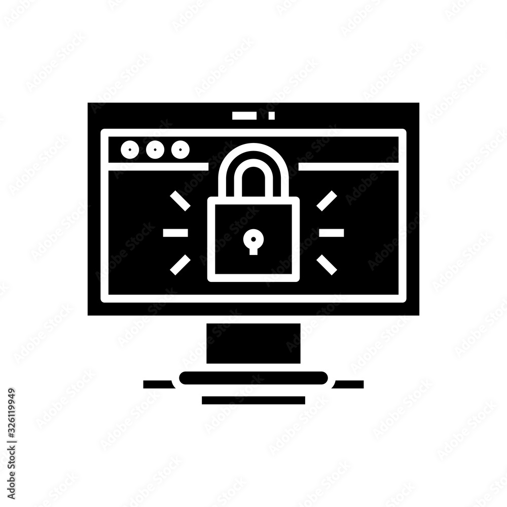 Blocked info black icon, concept illustration, vector flat symbol, glyph sign. Blocked info black icon, concept illustration, vector flat symbol, glyph sign.