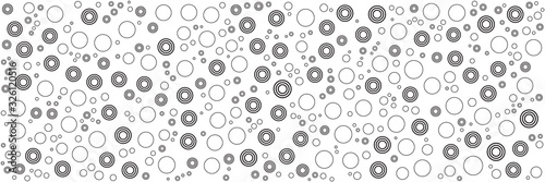 Black white dot circle pattern wide banner background