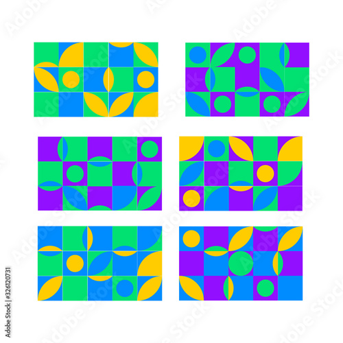 Geometric vector backgrounds. Abstract color banners with figures.
