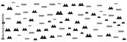Black white mountain arrow memphis background for wide banner