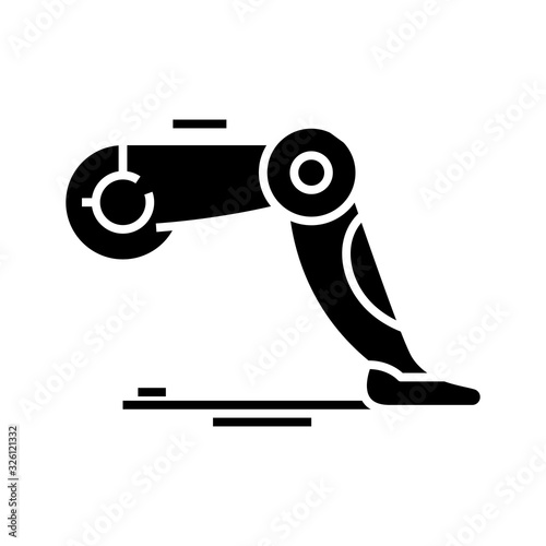 Bot legs black icon, concept illustration, vector flat symbol, glyph sign.