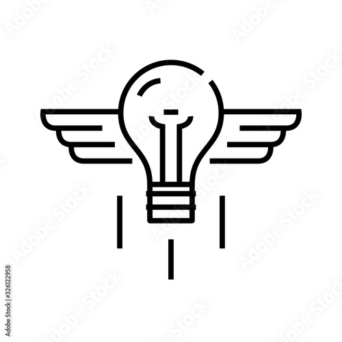 Flight of ideas line icon  concept sign  outline vector illustration  linear symbol.