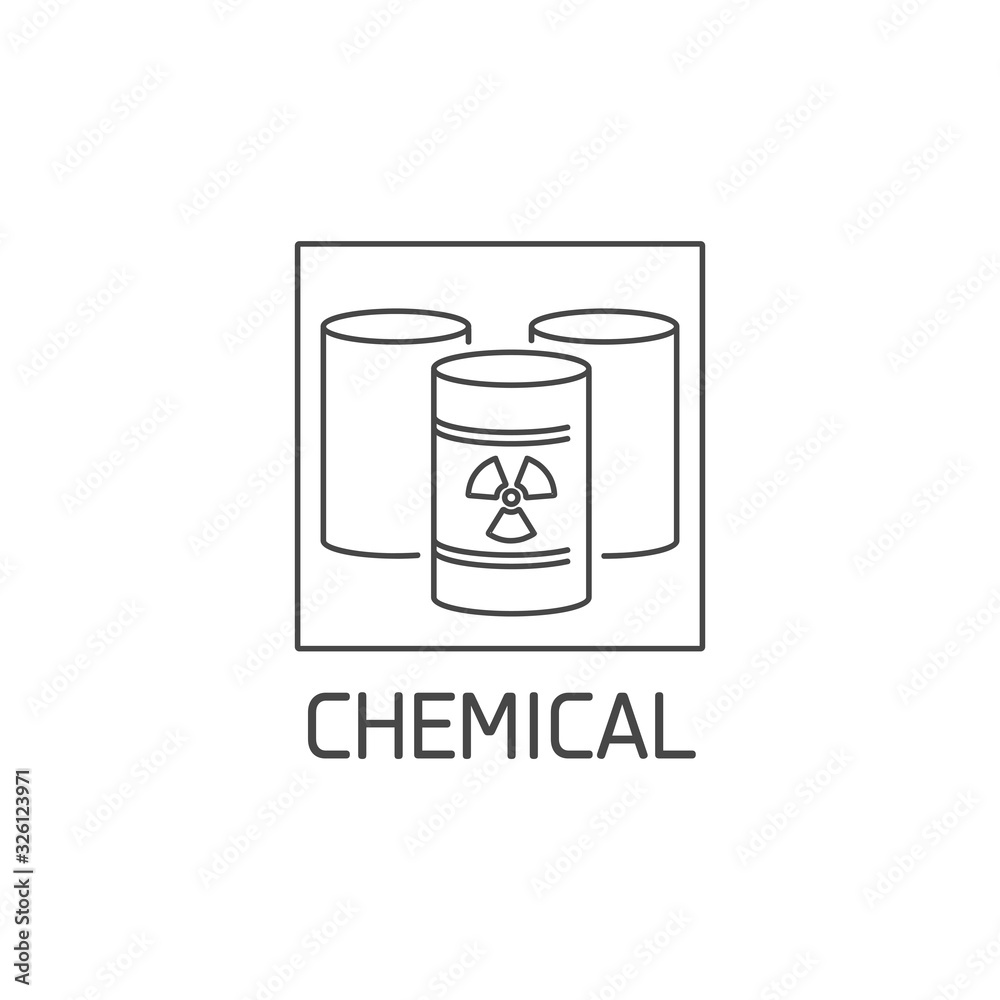 Vector logo, badge and icon for chemical waste. Toxic product sign design. Symbol of sorting garbages. Vector logo, badge and icon for chemical waste. Toxic product sign design. Symbol of sorting garbages.