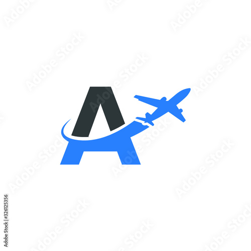 A letter logo with airplane