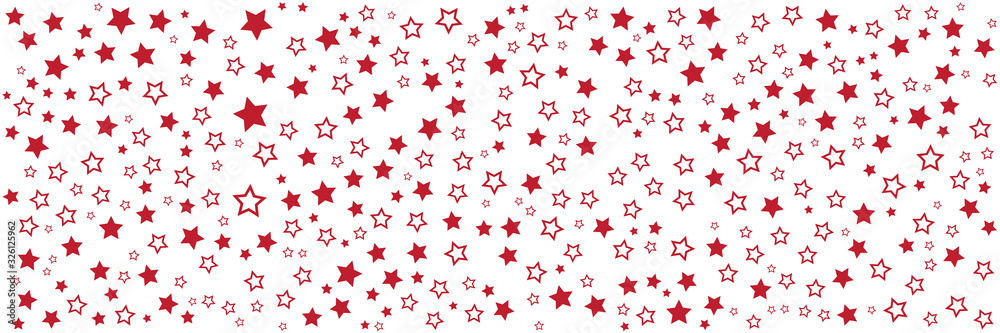 Red star pattern background for wide banner. Vector illustration design for presentation, banner, cover, web, flyer, card, poster, wallpaper, texture, slide, magazine, and powerpoint.  - obrazy, fototapety, plakaty 