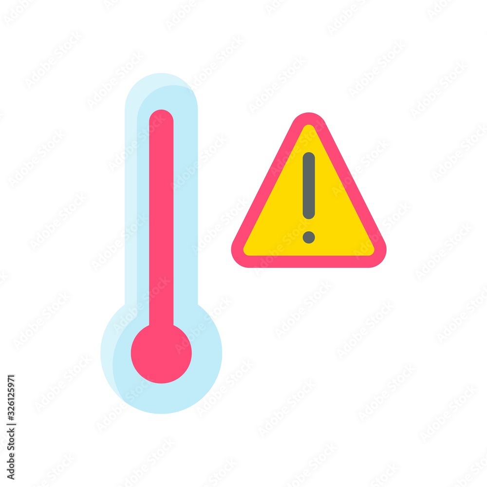 climate related thermometer with stop or warning sign vectorin flat style,