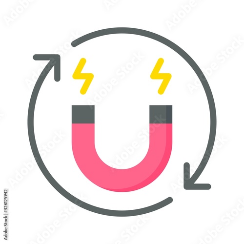 climate related magnet power with arrows circle vector in flat style,
