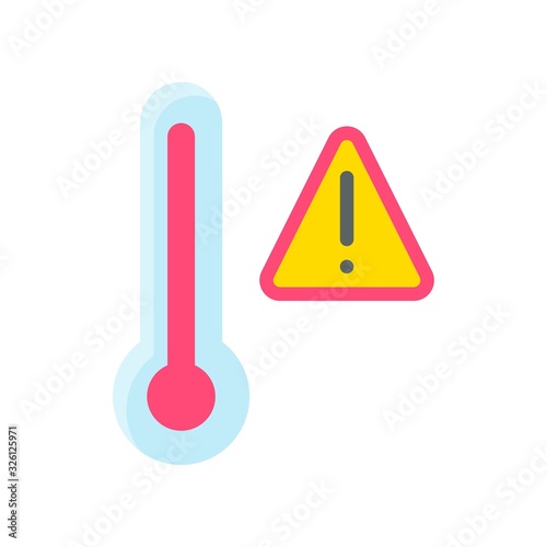 Obraz na płótnie climate related thermometer with stop or warning sign vectorin flat style, w salonie