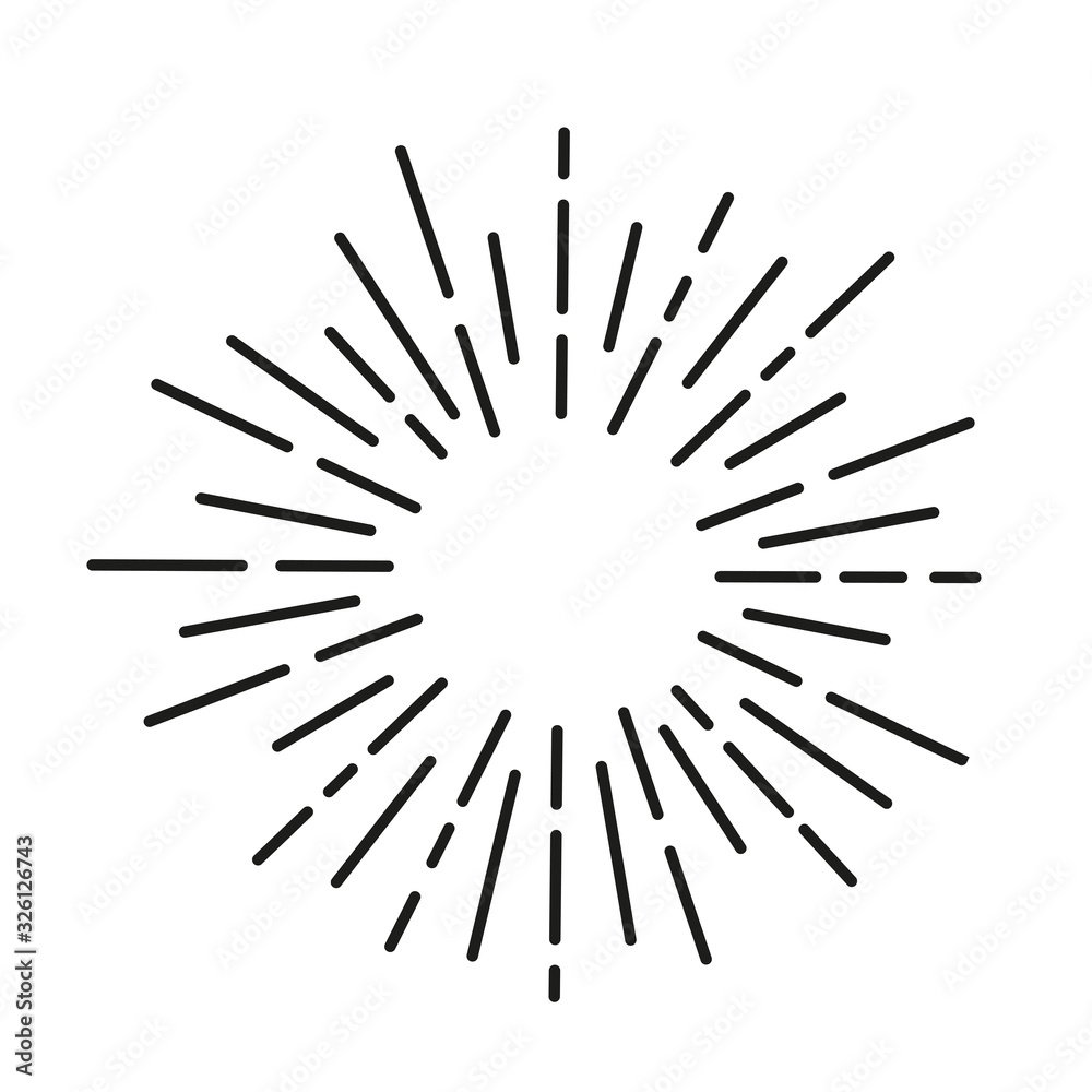 Obraz premium Sun rays hand drawn, linear drawing