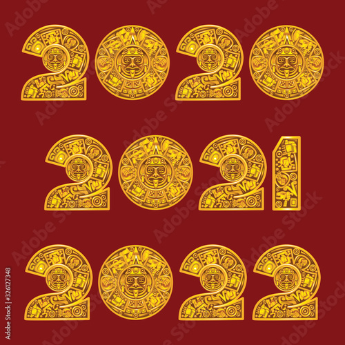 2020, 2021 and 2022 in the style of the Mayan calendar