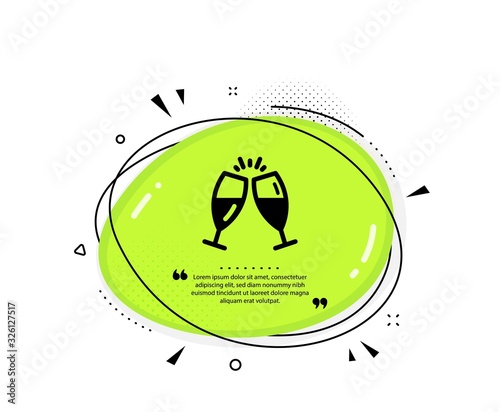 Champagne glasses icon. Quote speech bubble. Romantic celebration sign. Love chin-chin symbol. Quotation marks. Classic champagne glasses icon. Vector