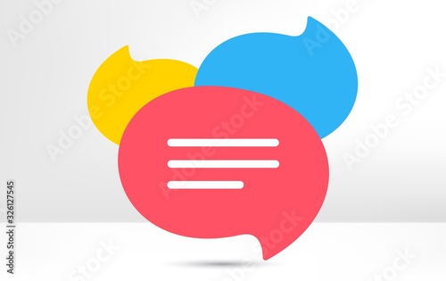 Chat bubble icon. Contact message sign. Talk, speak symbol. Communication balloon template. Support message or contact icon. Talking, thinking chat bubble. Thought sign. Vector