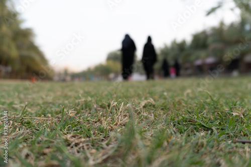 woman walking in field