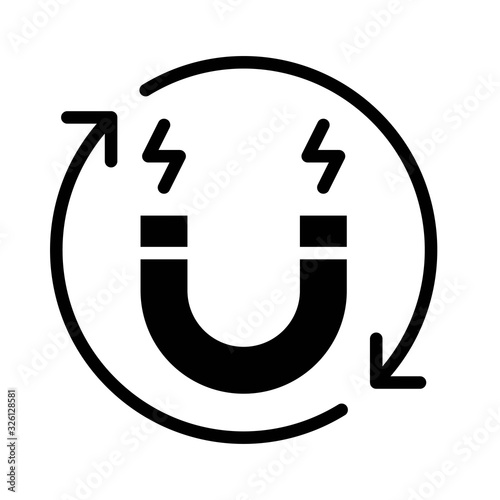 climate related magnet power with arrows circle vector in solid design,