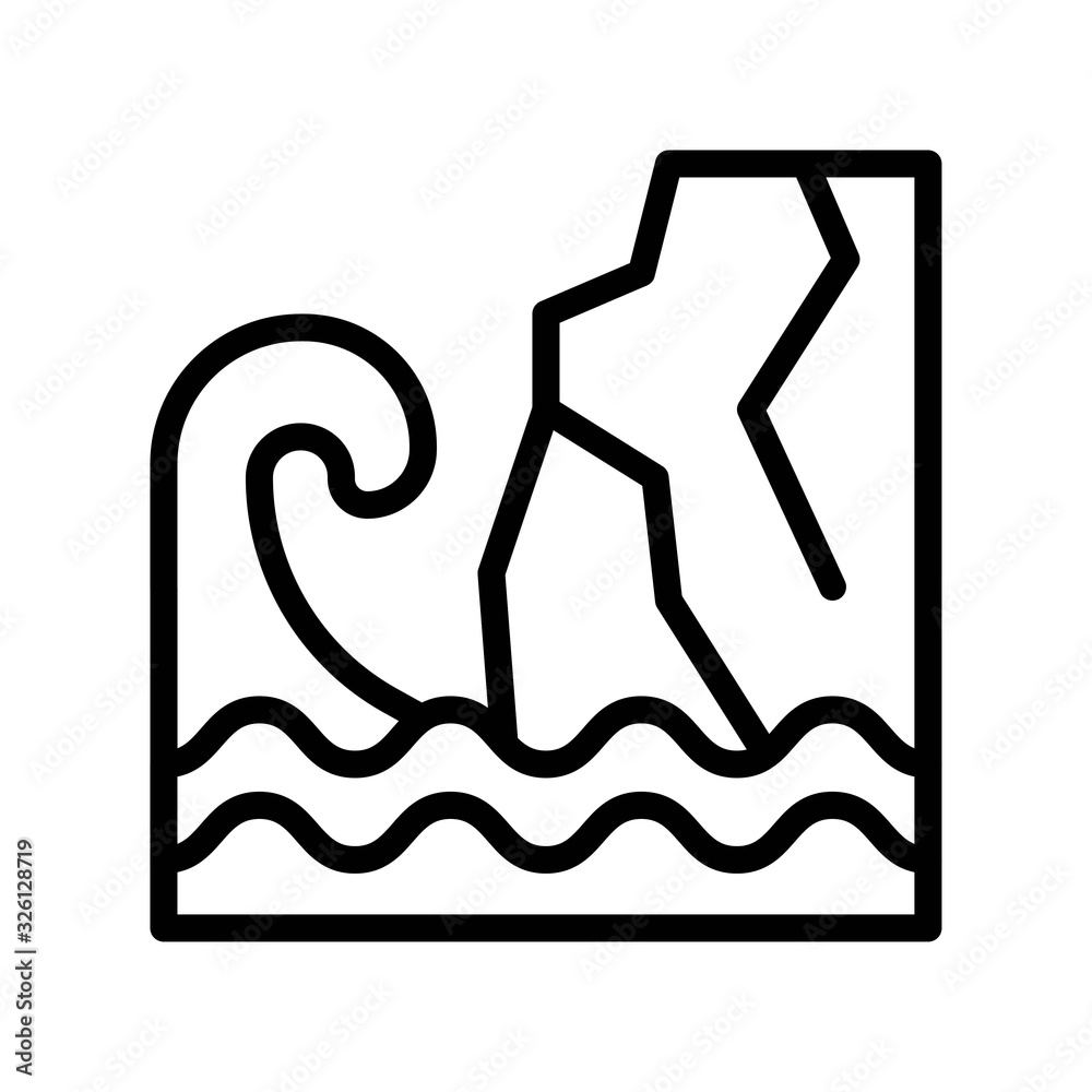 climate related water flood on mountain with waves vector in lineal style, climate related water flood on mountain with waves vector in lineal style,