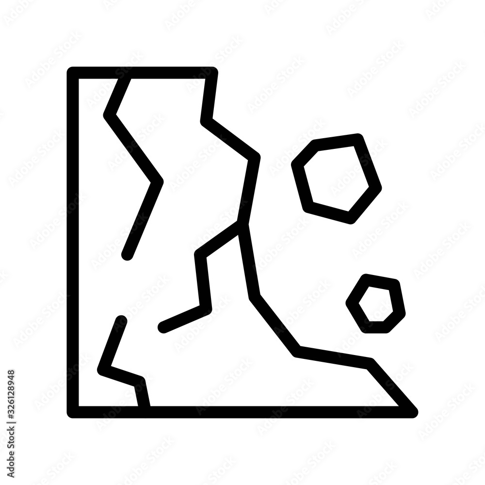 climate related mountain cracked with earthquake vector in lineal style, climate related mountain cracked with earthquake vector in lineal style,