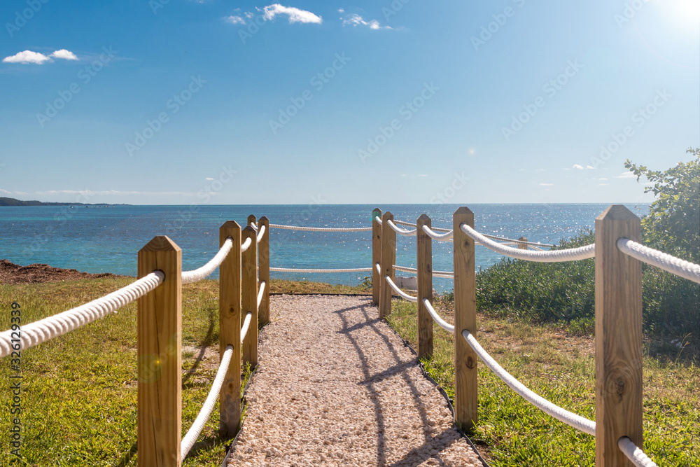 wooden fence on the beach