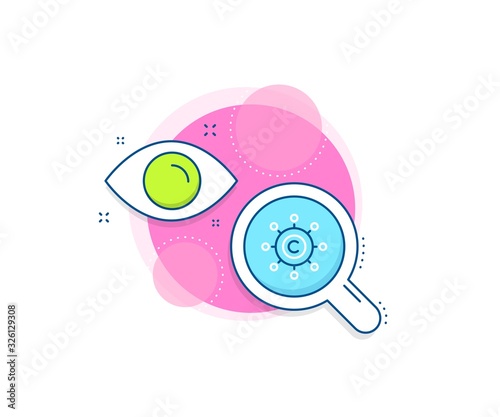 Copyright sign. Research complex icon. Copywriting network line icon. Content networking symbol. Analytics or analysis banner. Copywriting network sign. Vector