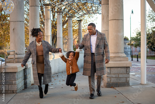 African American family playing