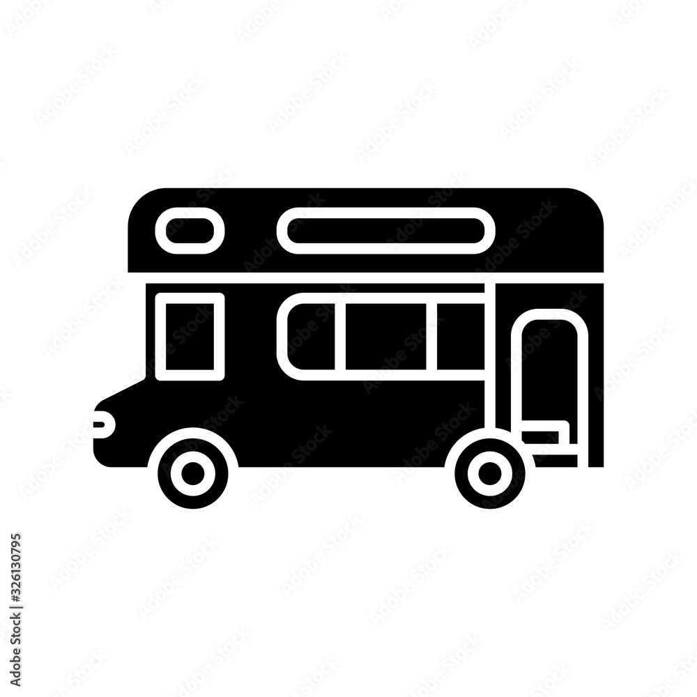 Big bus black icon, concept illustration, vector flat symbol, glyph sign.