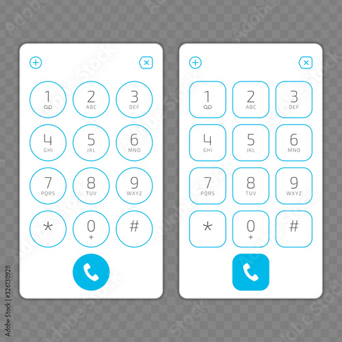 Keypad with numbers and letters for phone. User interface keypad for smartphone. Keyboard template in touchscreen device. Vector illustration EPS 10.