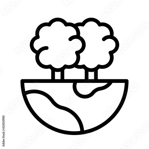 environment related tree on eart globe vector in lineal style,e,
