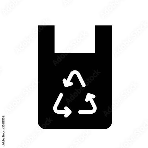 environment related recycle sign on plastic bag vector in solid design,