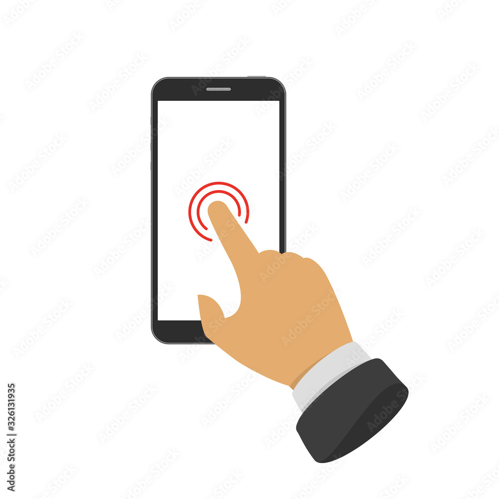 Touch Screen icon. Pointing of finger on the touch screen of the smartphone. Touching display by finger. Vector illustration in flat style. EPS 10. Touch Screen icon. Pointing of finger on the touch screen of the smartphone. Touching display by finger. Vector illustration in flat style. EPS 10.