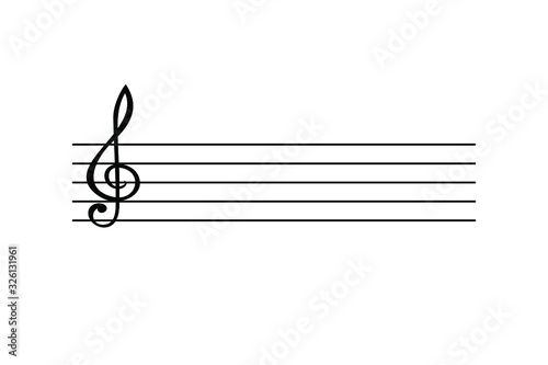 Blank music clef and staff isolated on white background