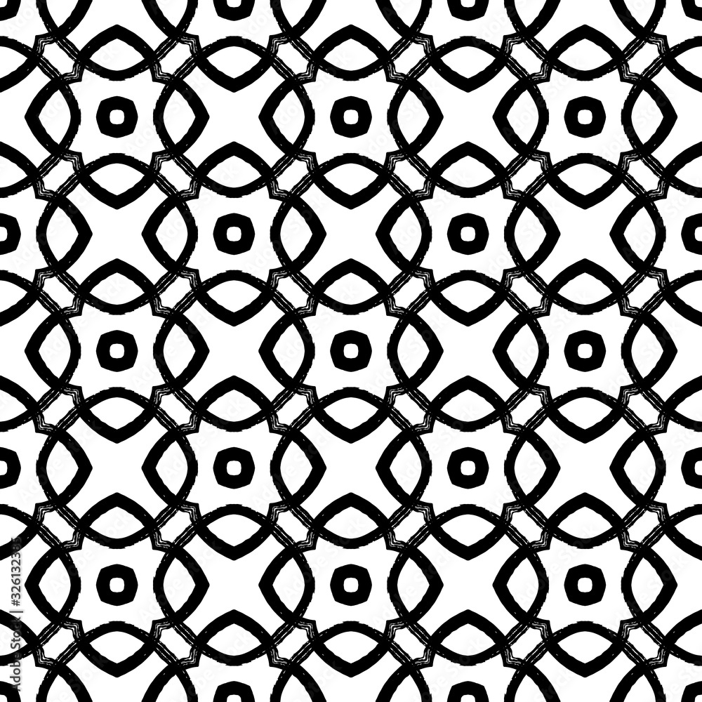 Vector seamless pattern. Grunge hand-drawn retro texture. Black and white.