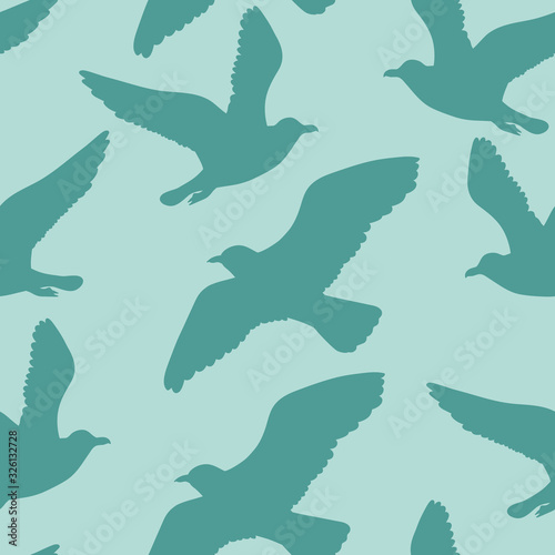 Vector seamless pattern with seagulls © Pyzhova