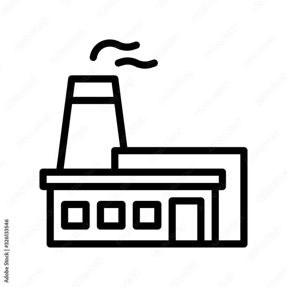 pollution related factory building with windows and smock vector in lineal style, pollution related factory building with windows and smock vector in lineal style,