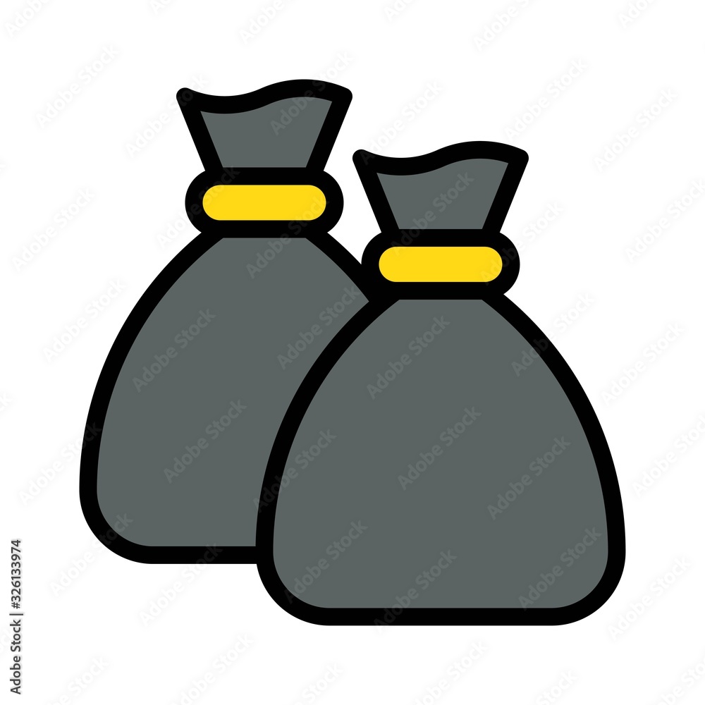 pollution related sacks full with garbage vector with editable stroke, pollution related sacks full with garbage vector with editable stroke,