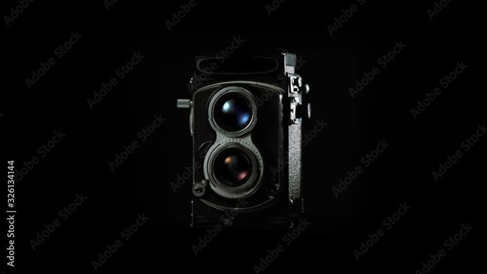 Antique video camera in dark room