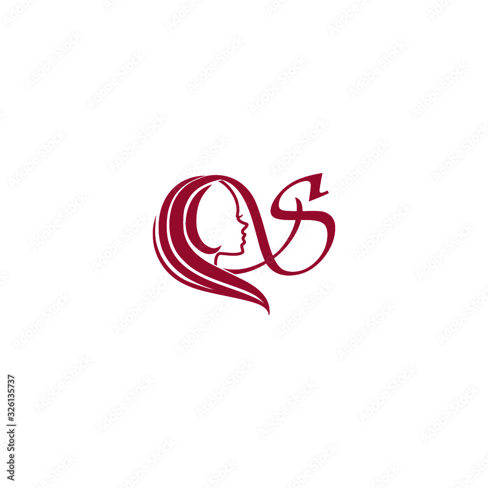 Logo Initial S Illustration Design. Woman logo