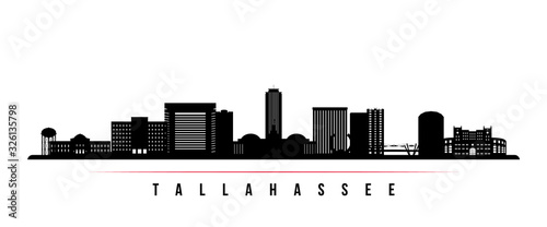 Tallahassee skyline horizontal banner. Black and white silhouette of Tallahassee, Florida. Vector template for your design. photo