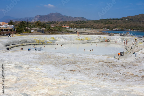 thermal mud on the island of Vulcano, Aeolian Islands, Messina, Sicily, Italy
