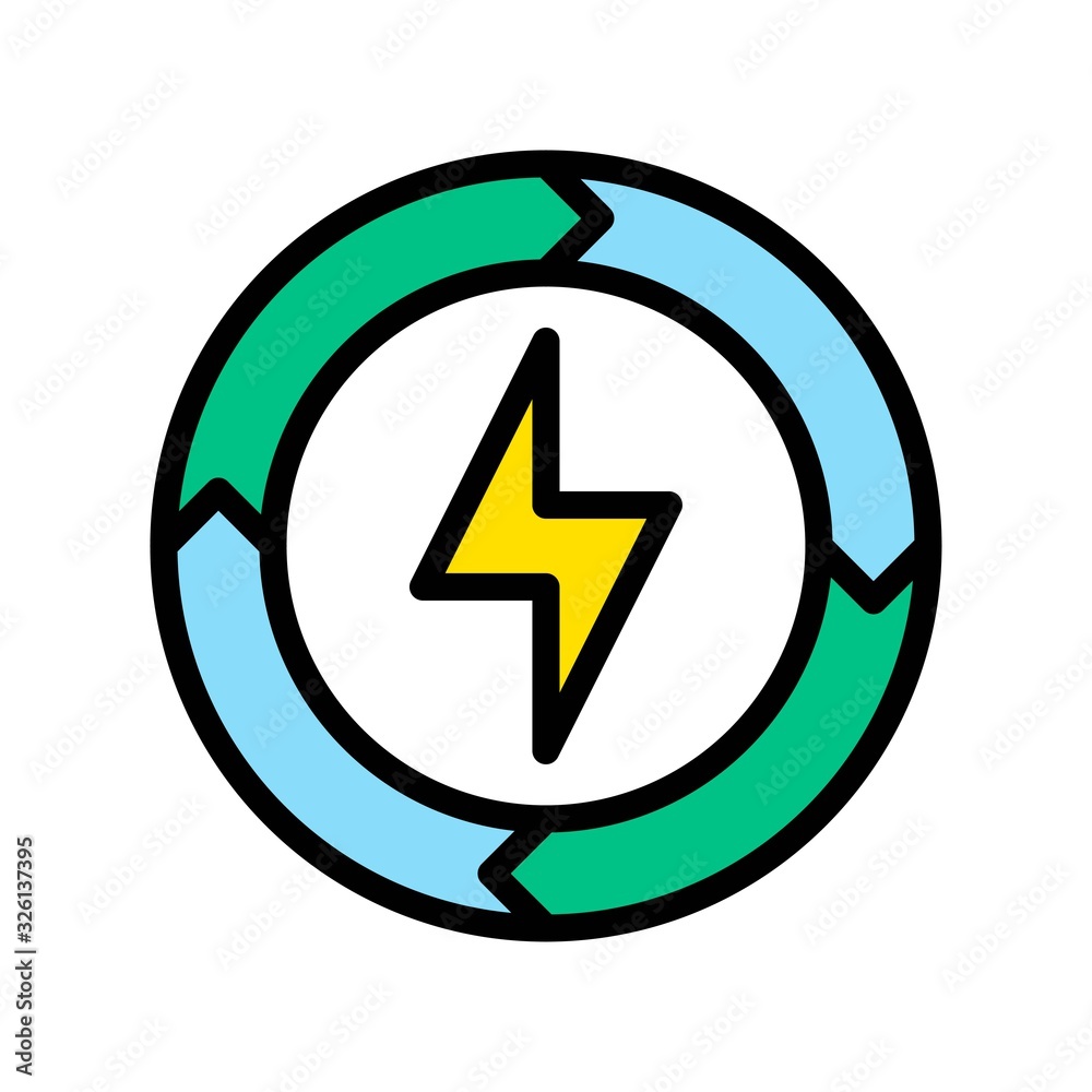 sustainable or recycle related recycling electricity or thunderbolt vector with editable stroke, sustainable or recycle related recycling electricity or thunderbolt vector with editable stroke,