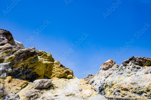 rocks with yellow sulfur-based outcrops on the island of Vulcano, Aeolian Islands, Messina, Sicily, Italy © Giuma