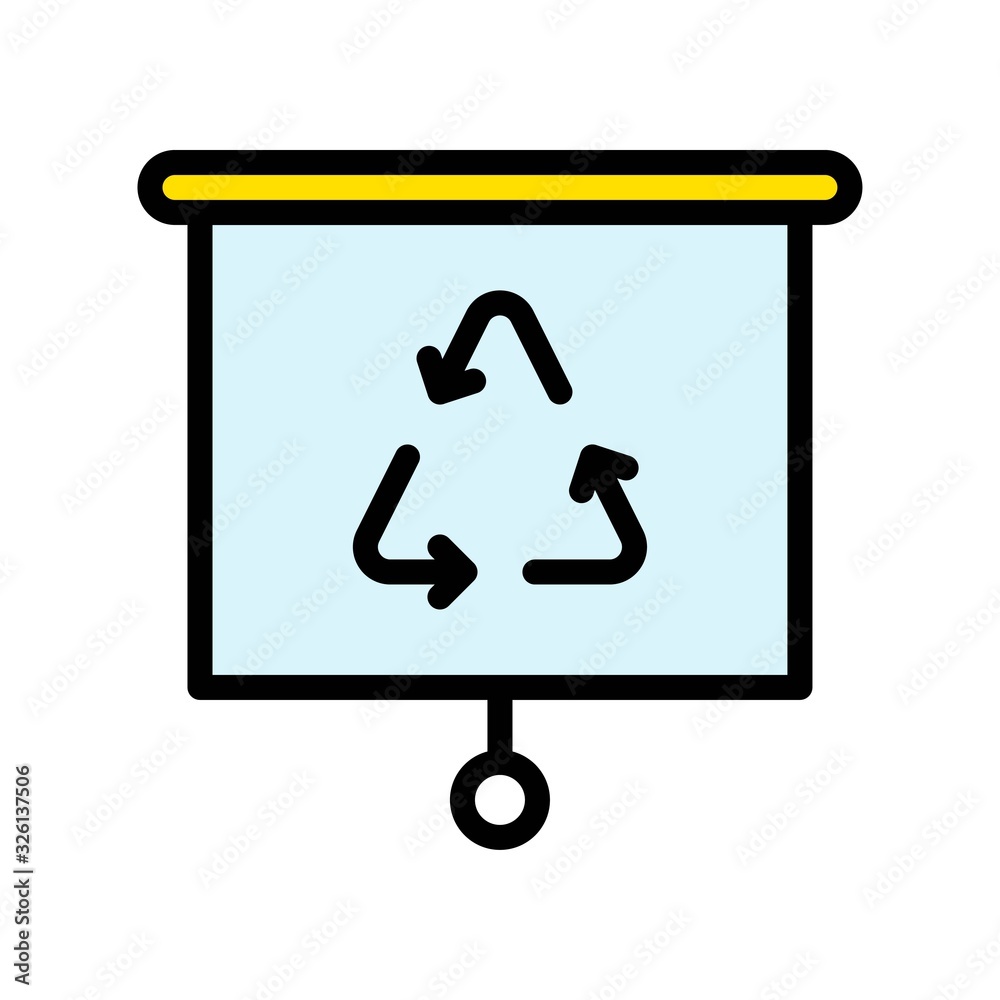 sustainable or recycle related recycle triangle on presentation vector with editable stroke, sustainable or recycle related recycle triangle on presentation vector with editable stroke,