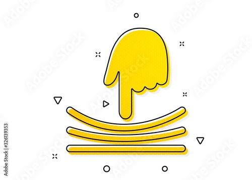 Resilience material sign. Elastic icon. Yellow circles pattern. Classic elastic icon. Geometric elements. Vector